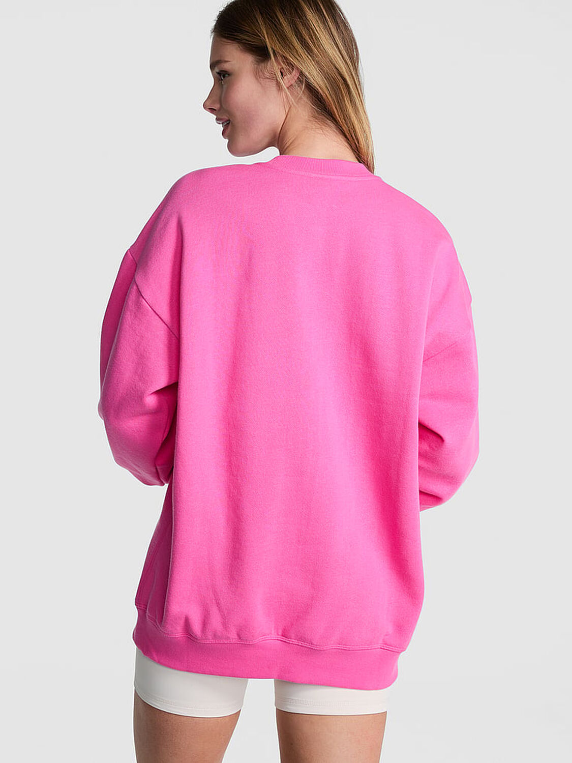 vs Pink Ivy Fleece Oversized Crew Sweatshirt Pink Gossip 2 of 3 