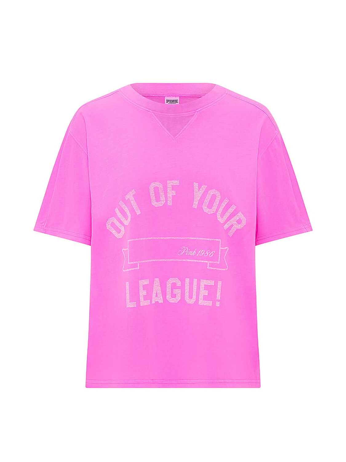 vs Pink Campus Cotton&trade; V-Stitch Crewneck Boxy Tee Pink Berry 3 of 4 