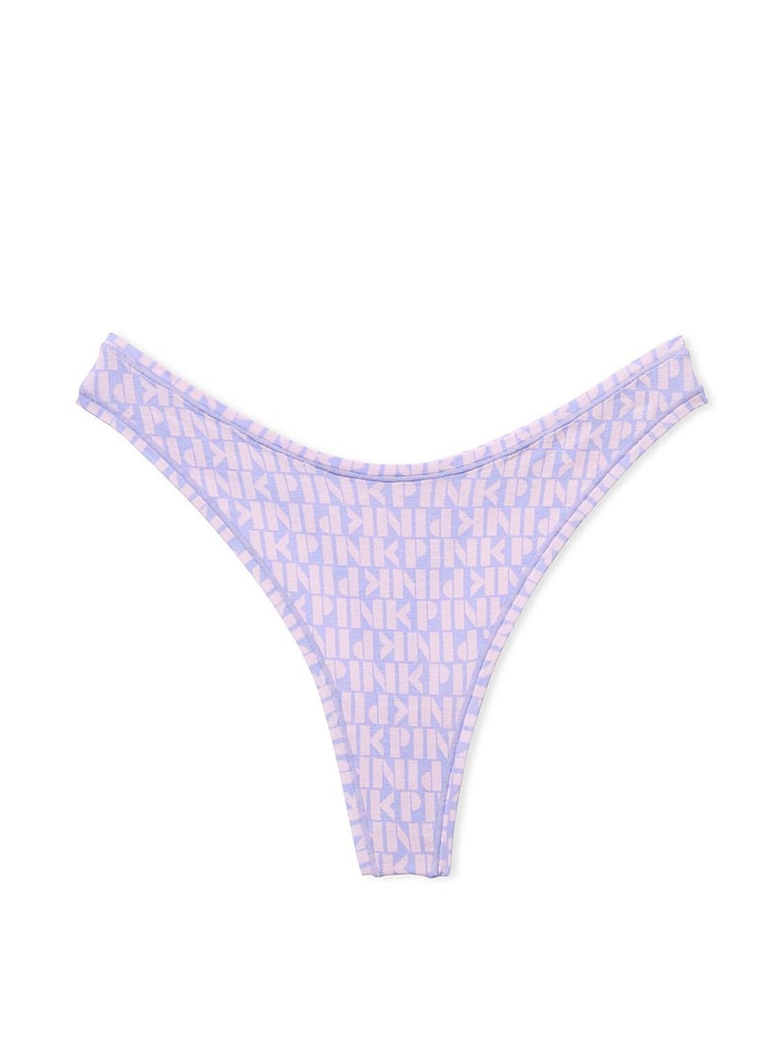 vs Pink Cotton High-Leg Thong Panty Purple Cloud Pink Logo Print 3 of 3 