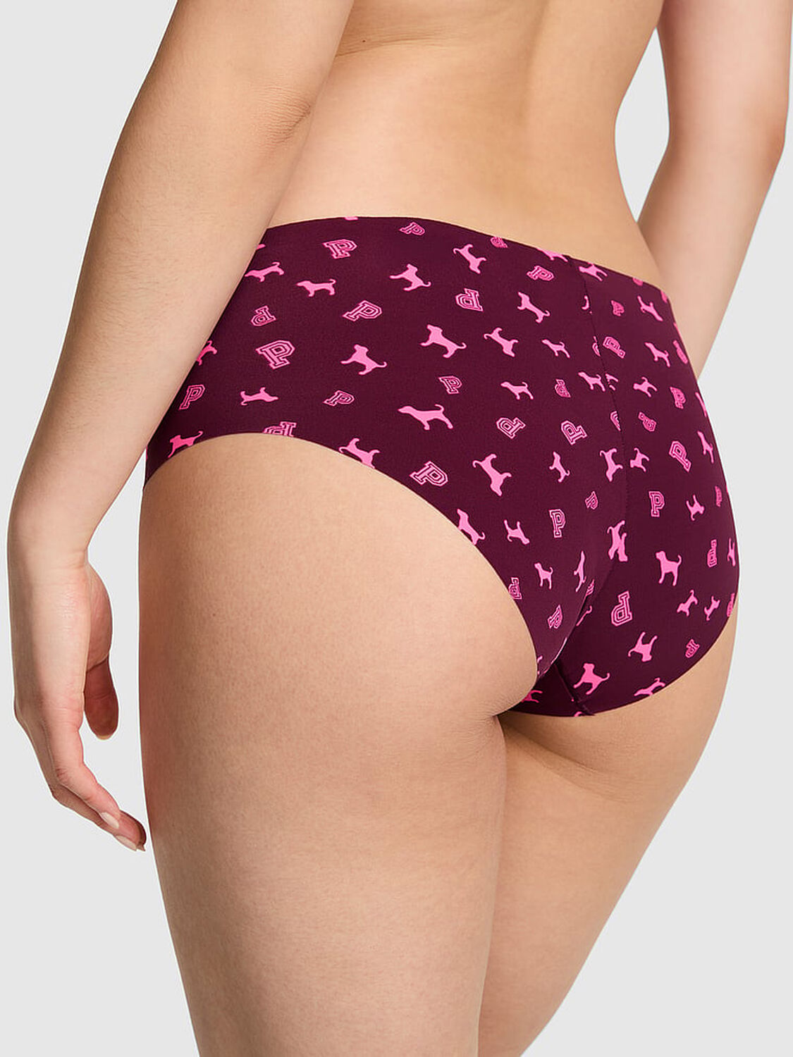 vs Pink No-Show Hiphugger Panty Wild Rose Logo Dog 2 of 3 