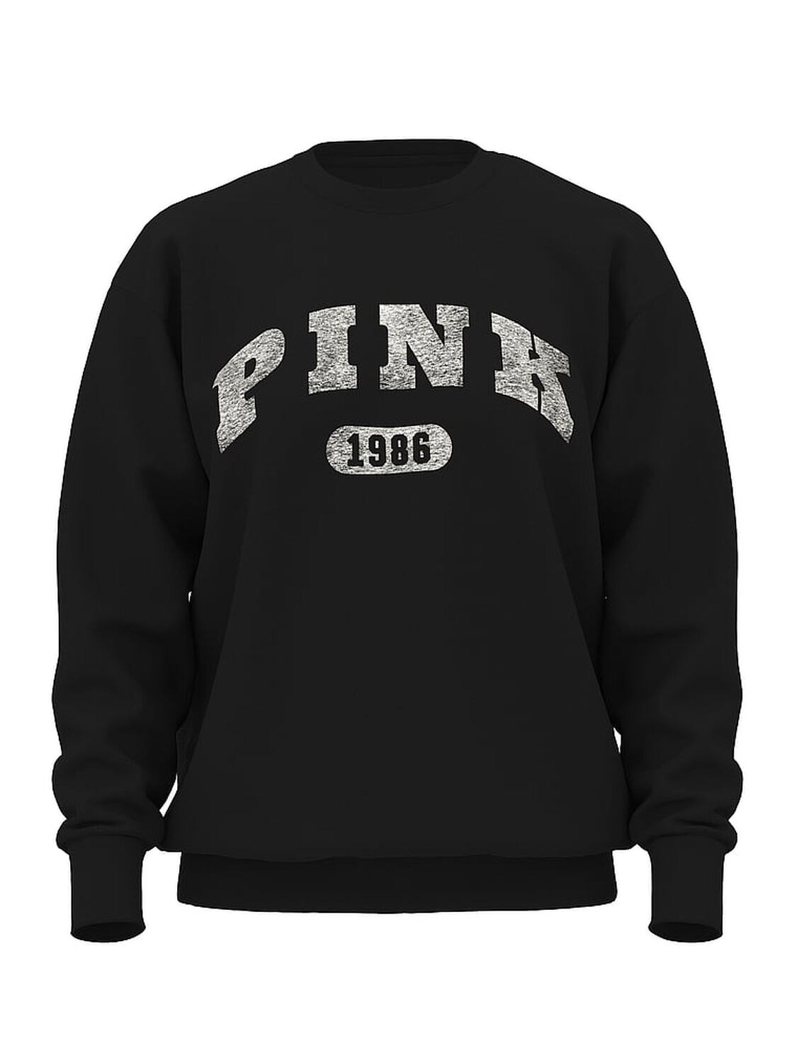 vs Pink Ivy Fleece Oversized Crew Sweatshirt Pure Black 3 of 3 