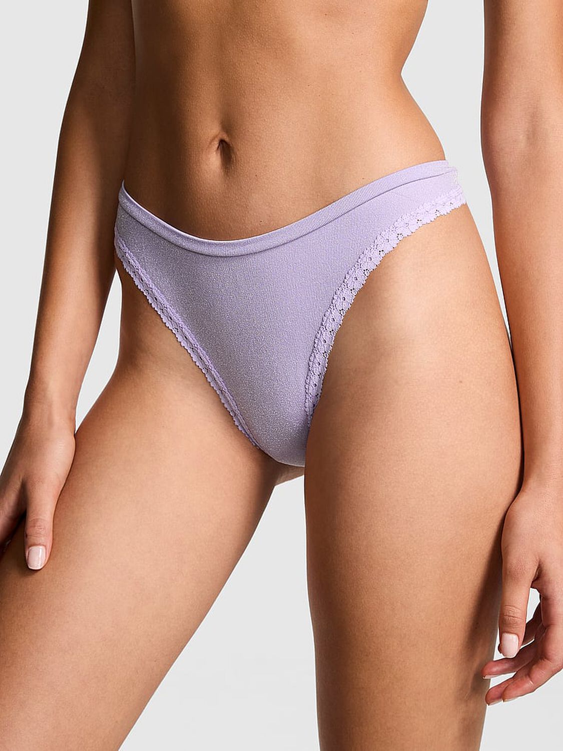 vs Pink Seamless High-Leg Thong Panty Purple Cloud 1 of 3 