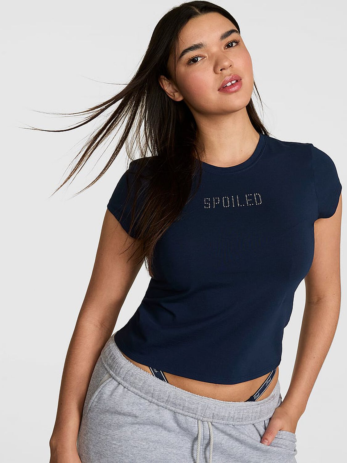 vs Pink Cotton Baby Tee Noir Navy 1 of 3 