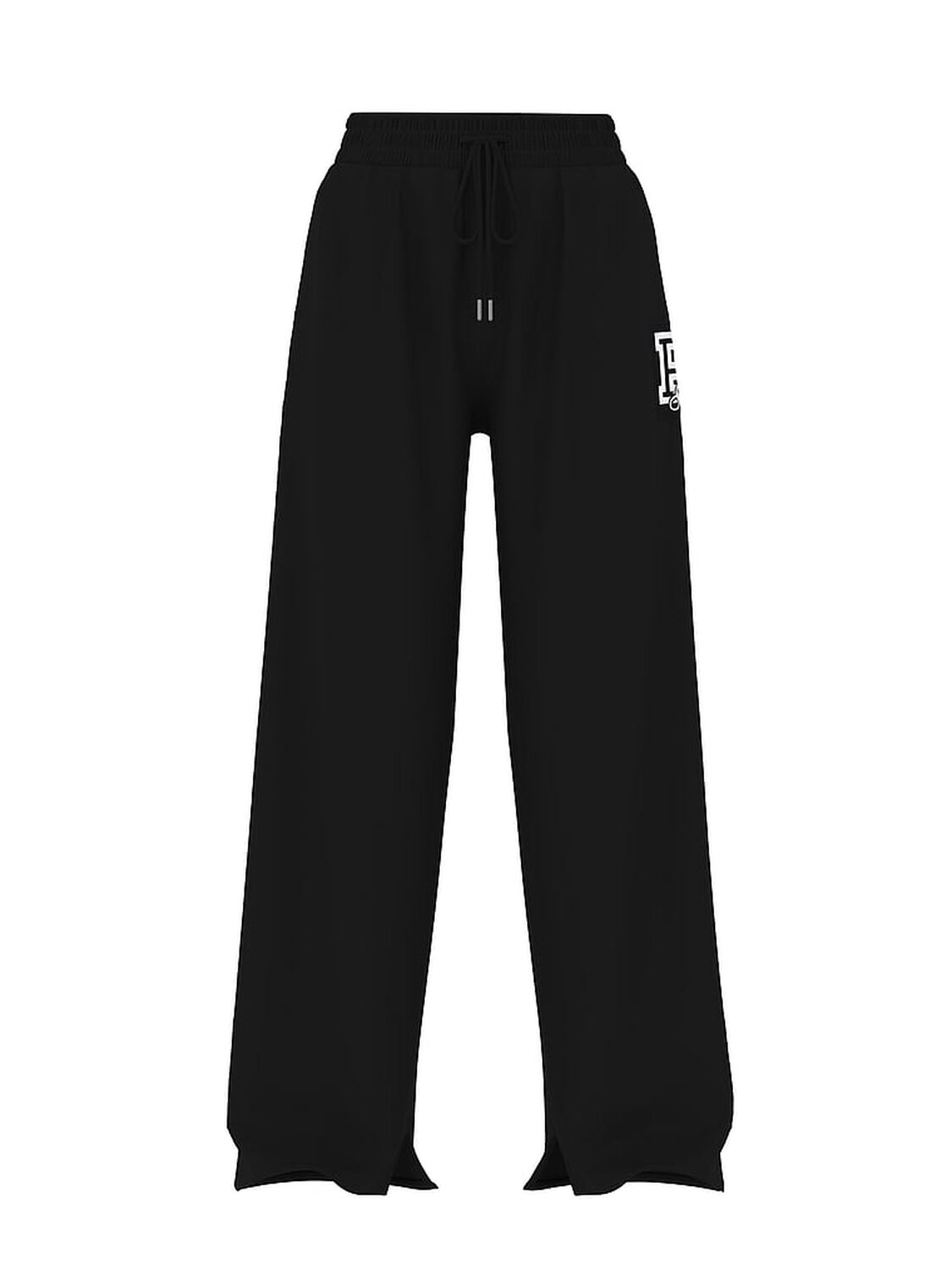 vs Pink Campus Fleece&trade; Wide-Leg Split-Hem Sweatpants Pure Black Spring 3 of 4 