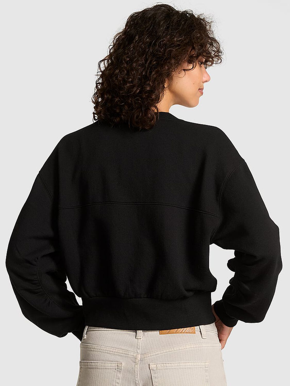 vs Pink Ivy Fleece Cropped Cardigan Pure Black 2 of 3 