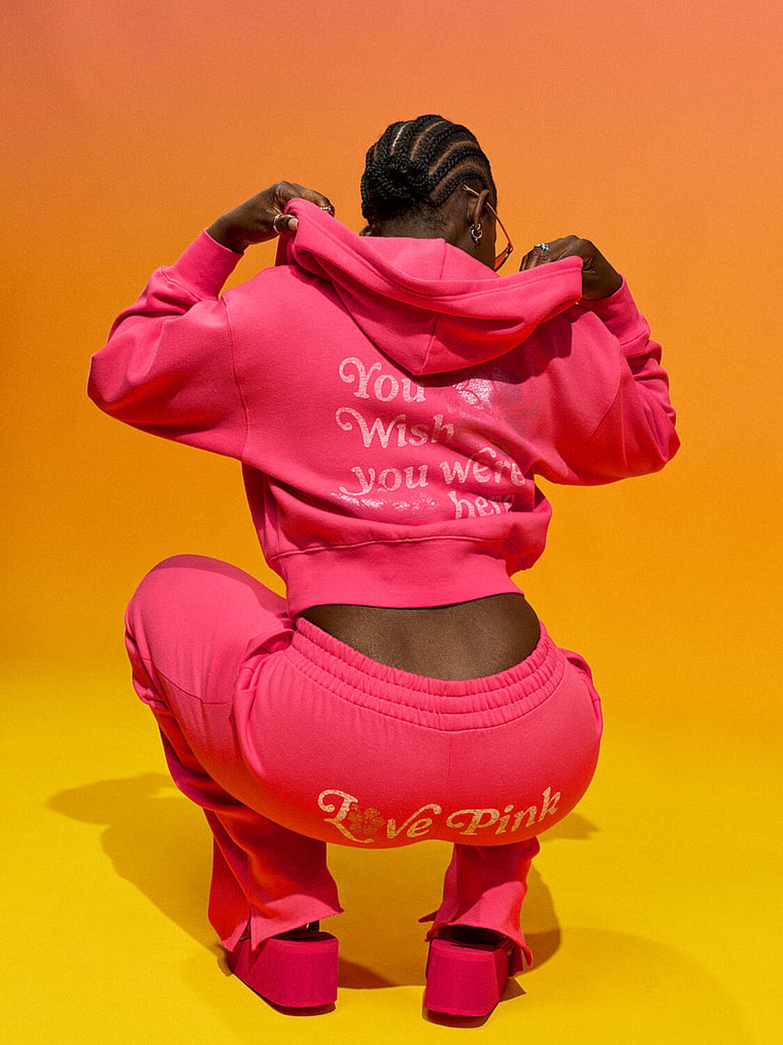 vs Pink Campus Fleece&trade; Shrunken Full-Zip Hoodie Candy Pink Sunset 4 of 4 