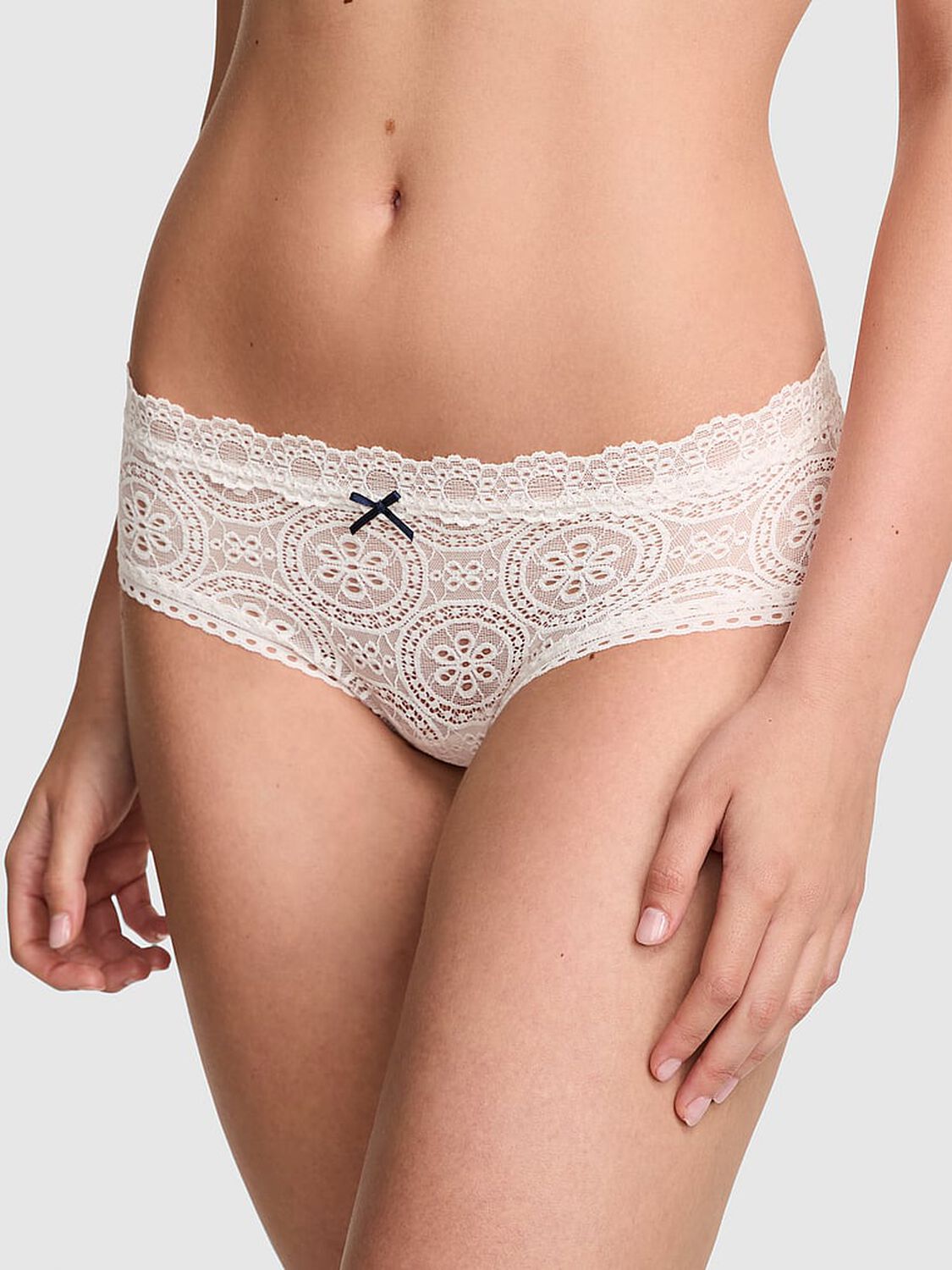 vs Pink Wink Eyelet Lace Cheeky Panty Coconut White 1 of 3 