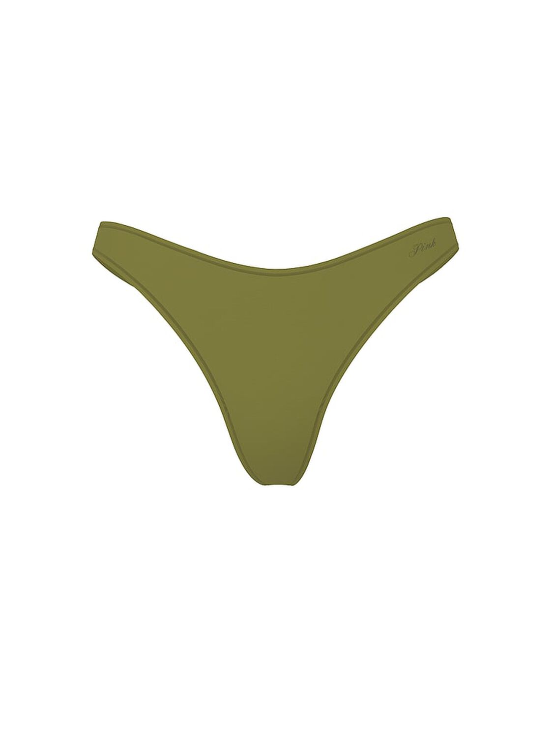 vs Pink Cotton High-Leg Thong Panty Olive Shade 3 of 3 