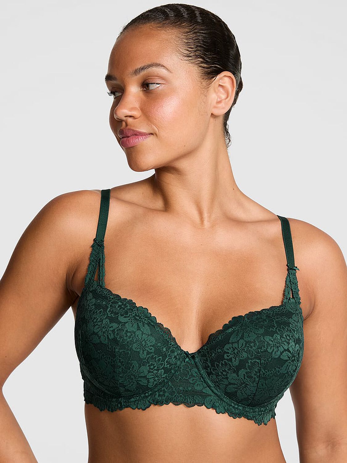 vs Pink Wink Wink Push-Up Balconette Bra Deep Forest 1 of 2 