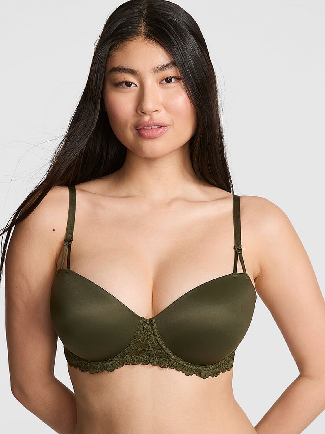 vs Pink Wink Lightly Lined Balconette Bra Olive 1 of 3 