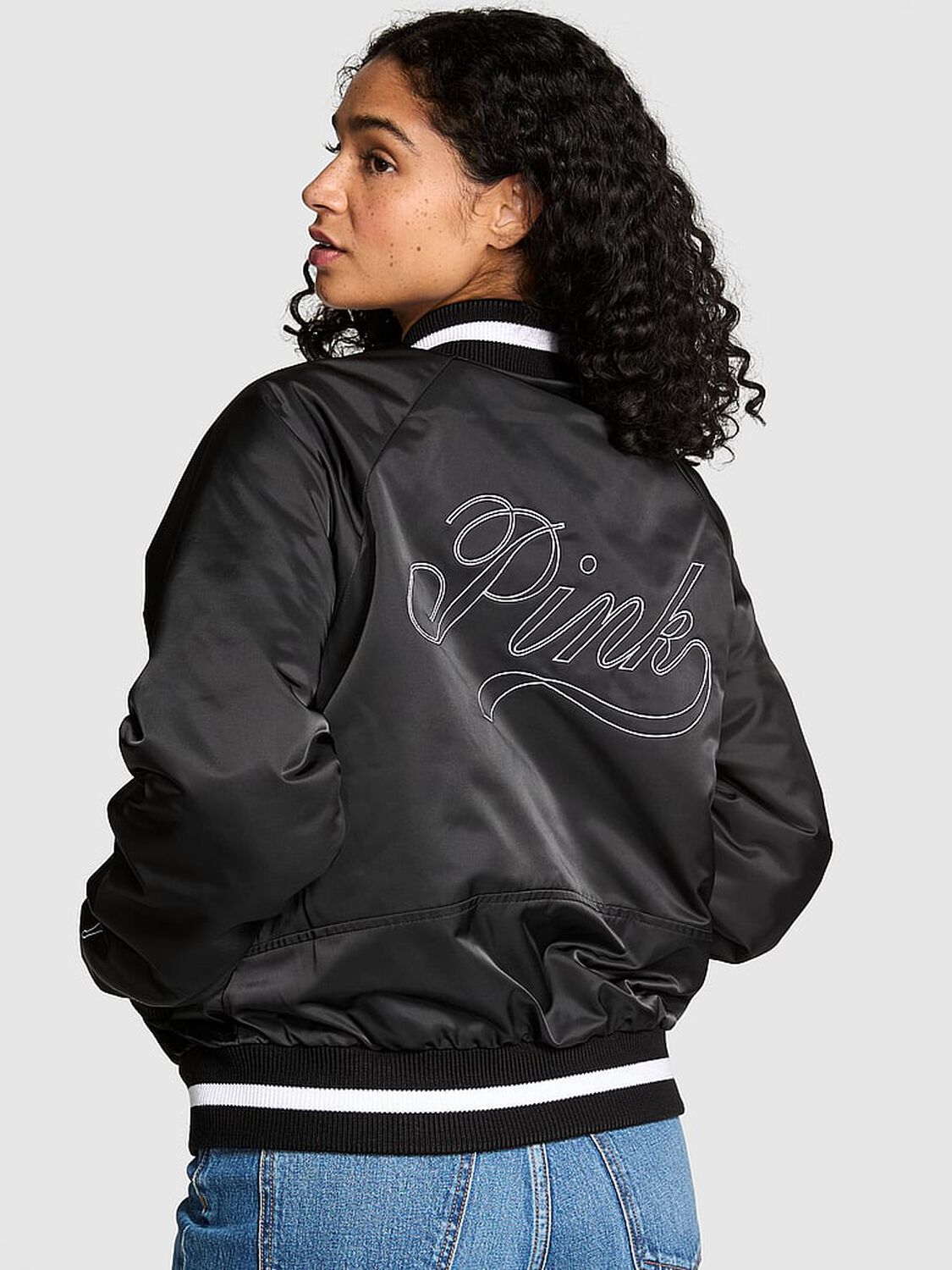 pink Pink Varsity Bomber Jacket Limited Edition Pure Black 2 of 4 