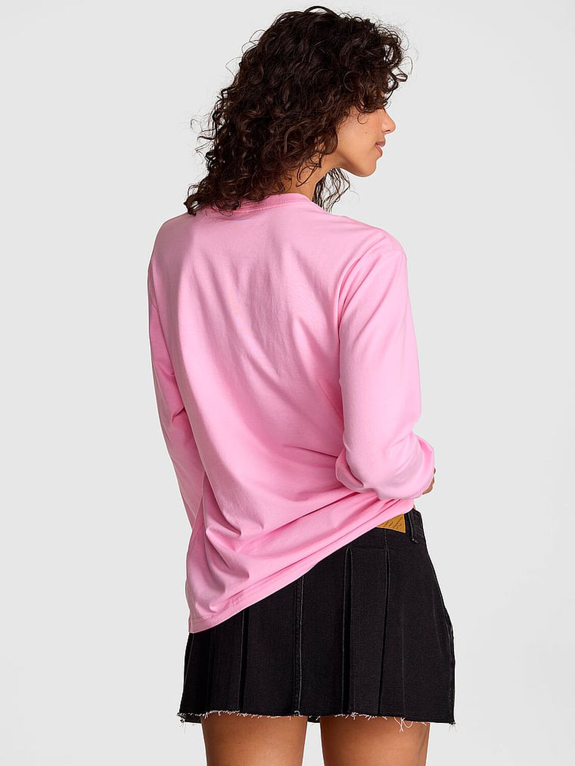 vs Pink Campus Cotton&trade; Long-Sleeve Tee Pink Lollipop Shine 2 of 3 