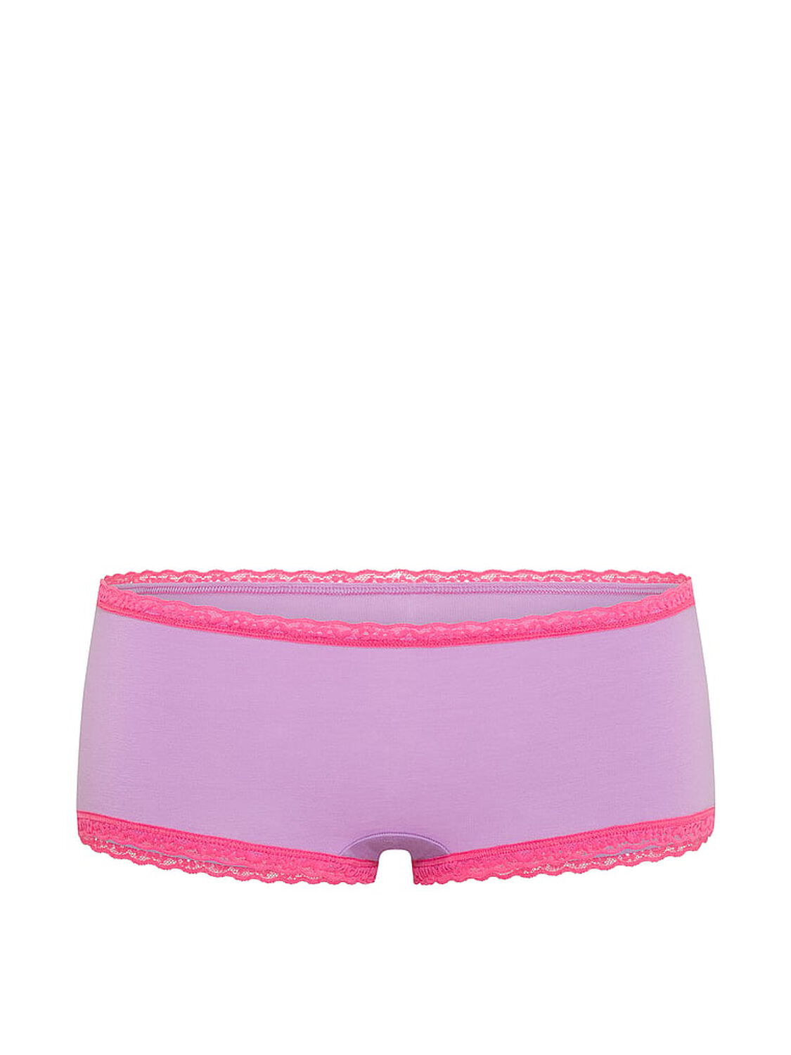vs Lace Trim Cotton Lace-Trim Boyshort Panty Candy Violet 3 of 4 