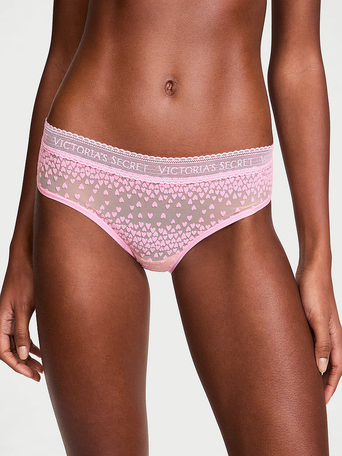 vs Cotton Logo Flocked Hearts Hiphugger Panty 1 of 3 