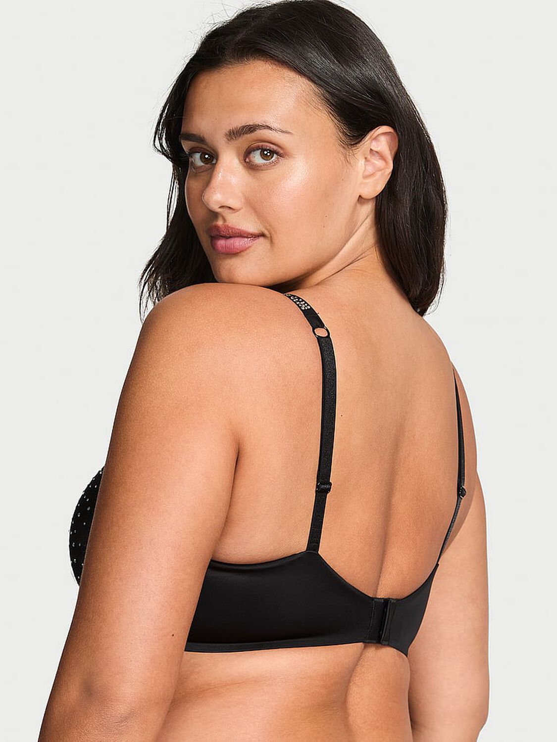 vs Very Sexy Sparkle Crystal Shine Strap Lightly Lined Plunge Demi Bra Black 2 of 3 