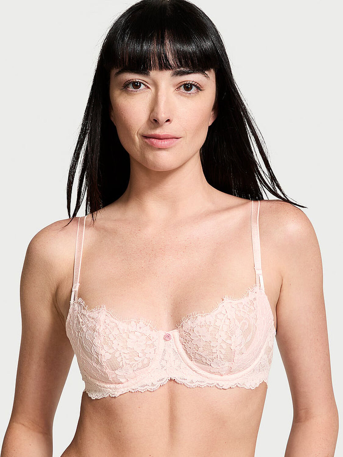 vs Dream Angels Wicked Unlined Lace Balconette Bra Purest Pink 1 of 4 