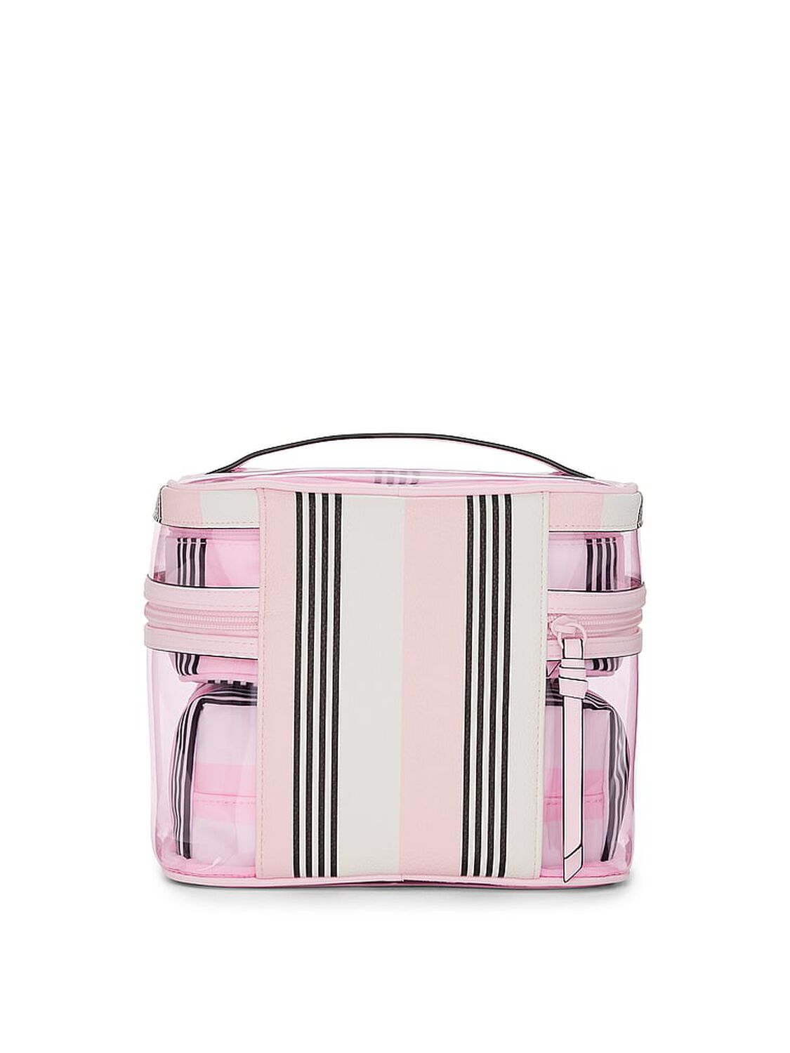 vs Victoria's Secret 4-Piece Makeup Bag Set Pink And Black Stripe 2 of 2 