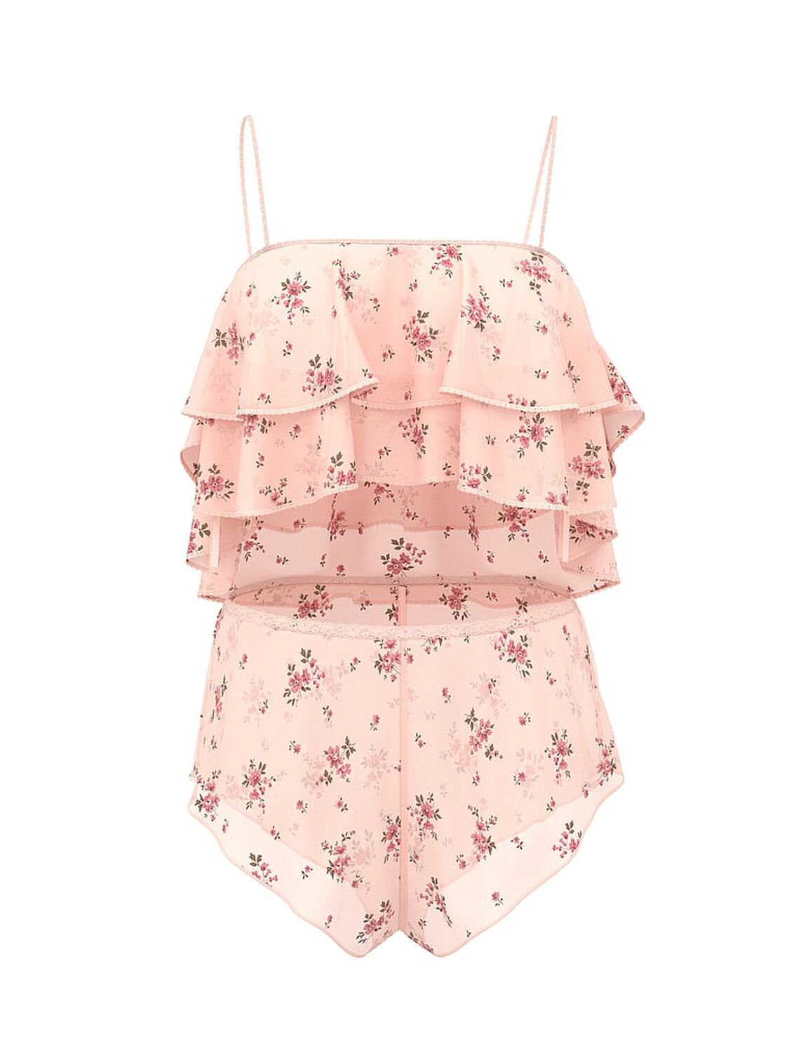 vs Dream Angels Wisteria Sheer Chiffon Flutter Cami Set Pink Floral 3 of 3 