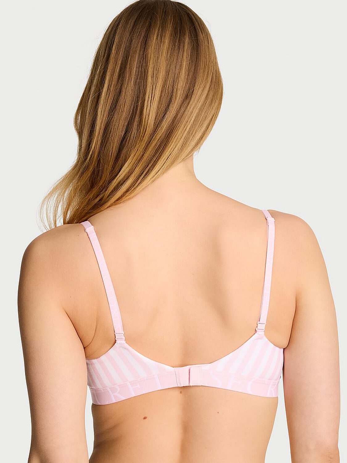 vs The T-Shirt Cotton Exploded Logo Lightly Lined Wireless Bra Pretty Blossom Stripes 1 of 3 