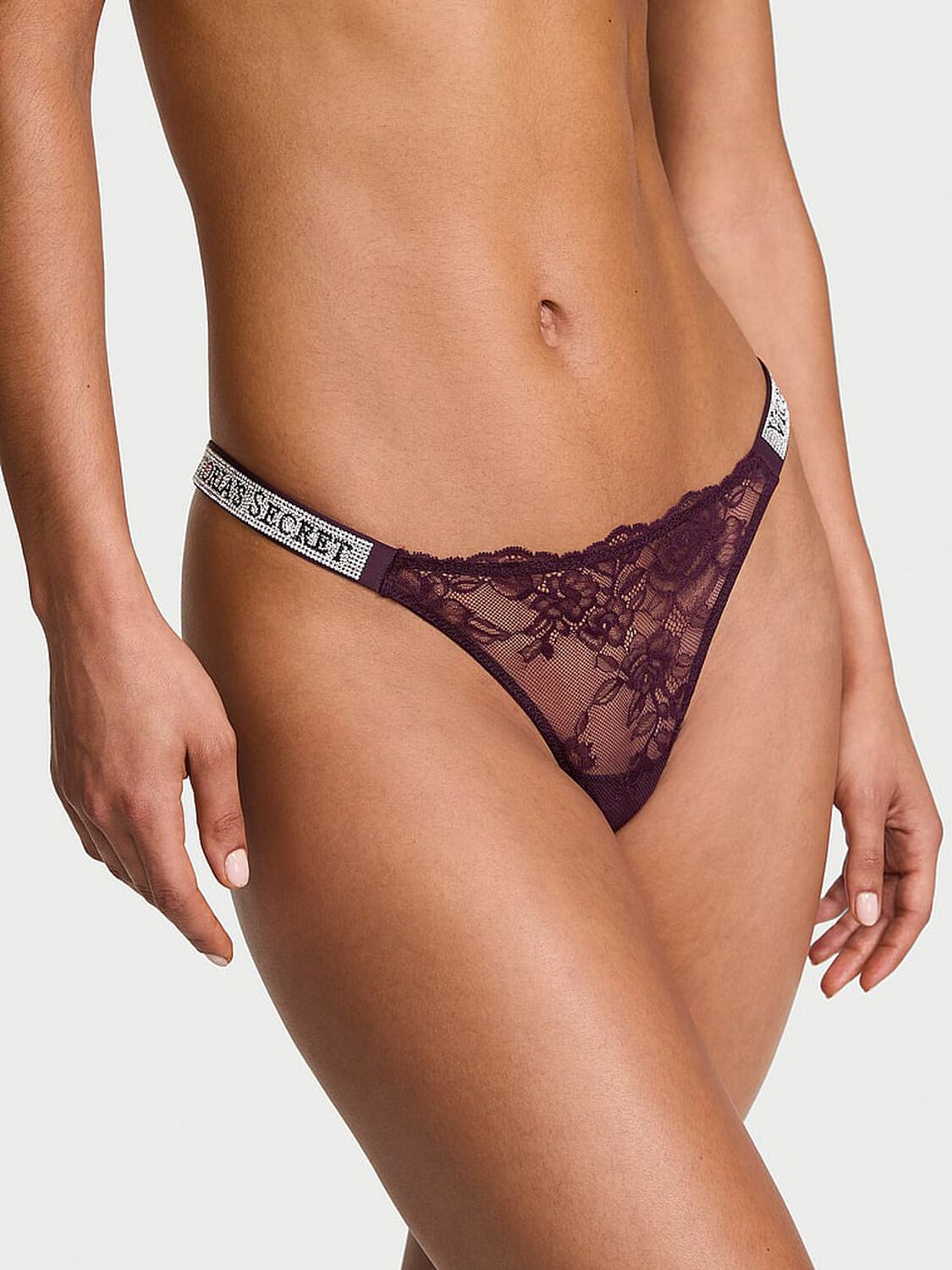 vs Very Sexy Shine Strap Brazilian Panty Winter Wine 1 of 3 