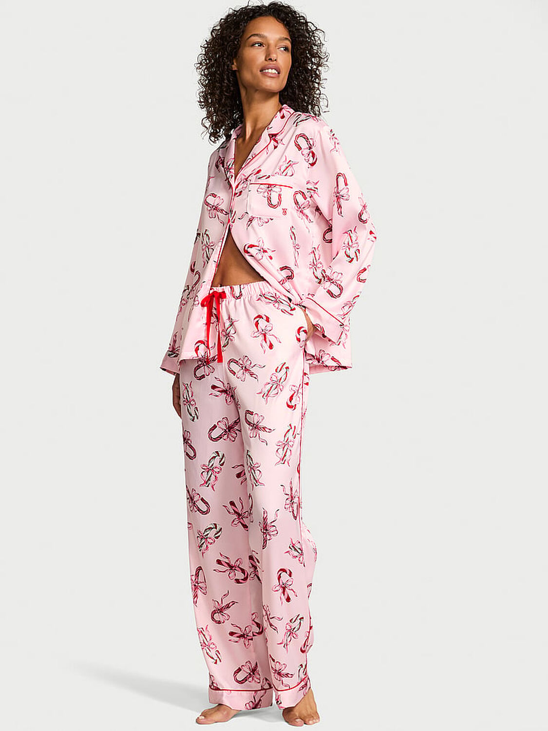 vs Victoria's Secret Glazed Satin Long Pajama Set Print 3 of 3 