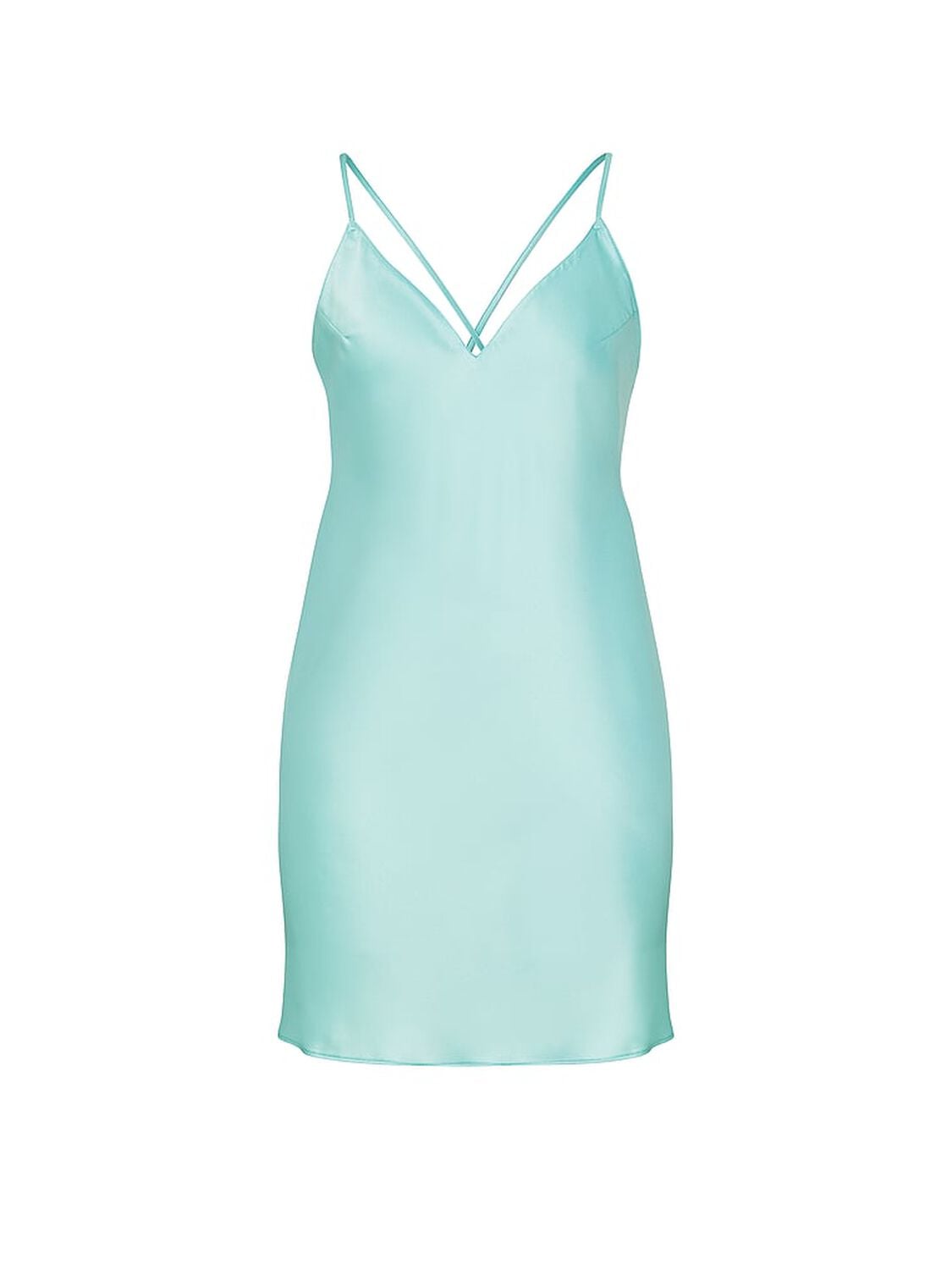 vs Victoria's Secret Satin Open-Back Slip Dress Canal Blue 3 of 3 