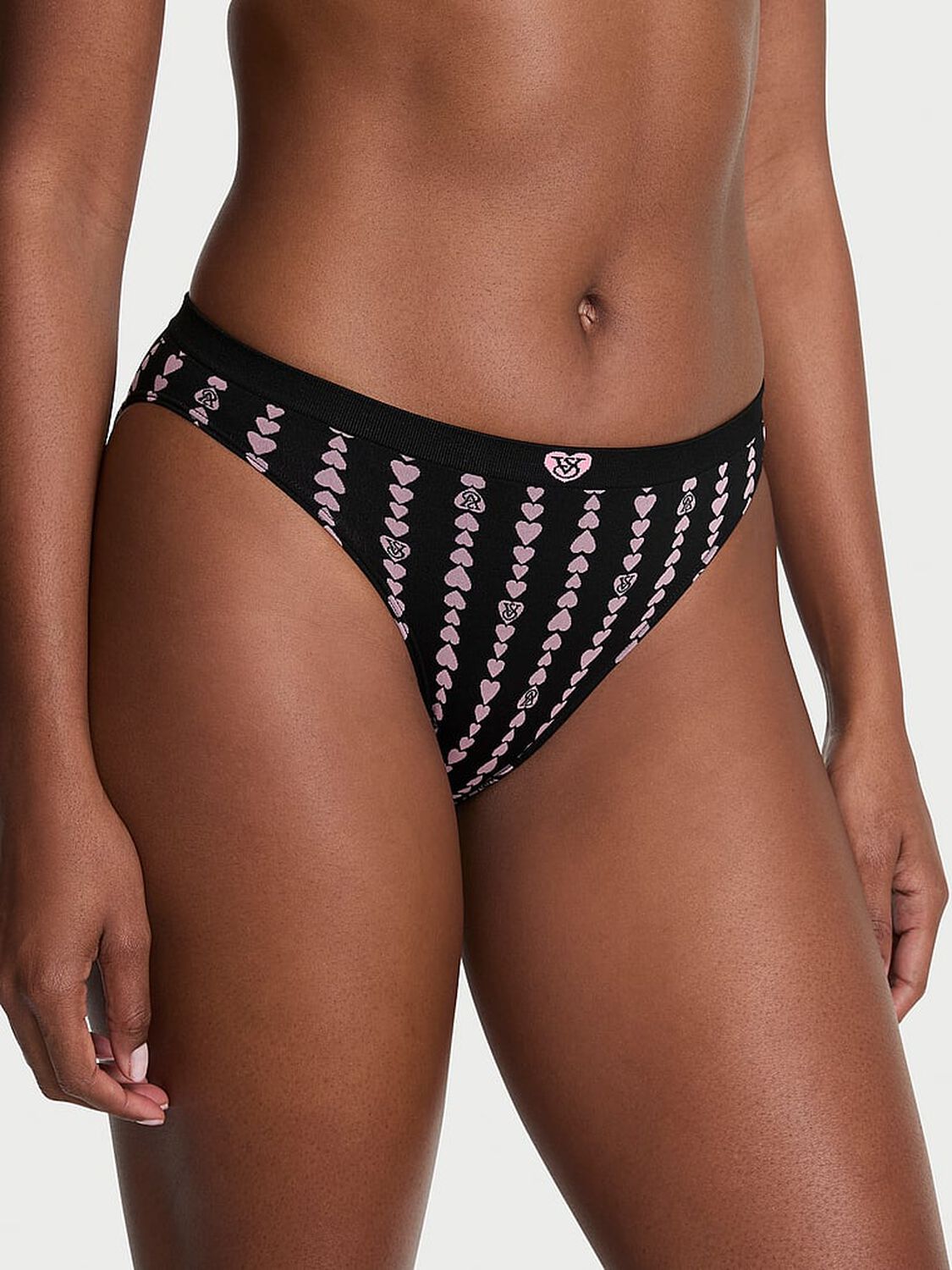vs Seamless Seamless Heart Stripe Bikini Panty Black Heart Stripes 1 of 3 