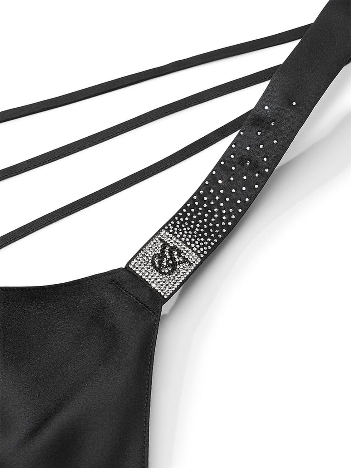 vs Victoria's Secret Scattered Shine Strap Satin Strappy-Back Slip Black 4 of 4 