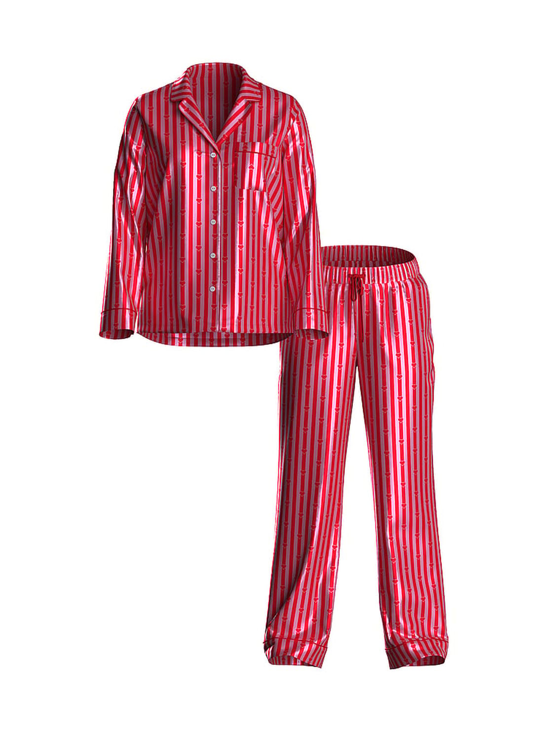 vs Victoria's Secret Signature Satin Long Pajama Set Heart Stripes 1 of 1 