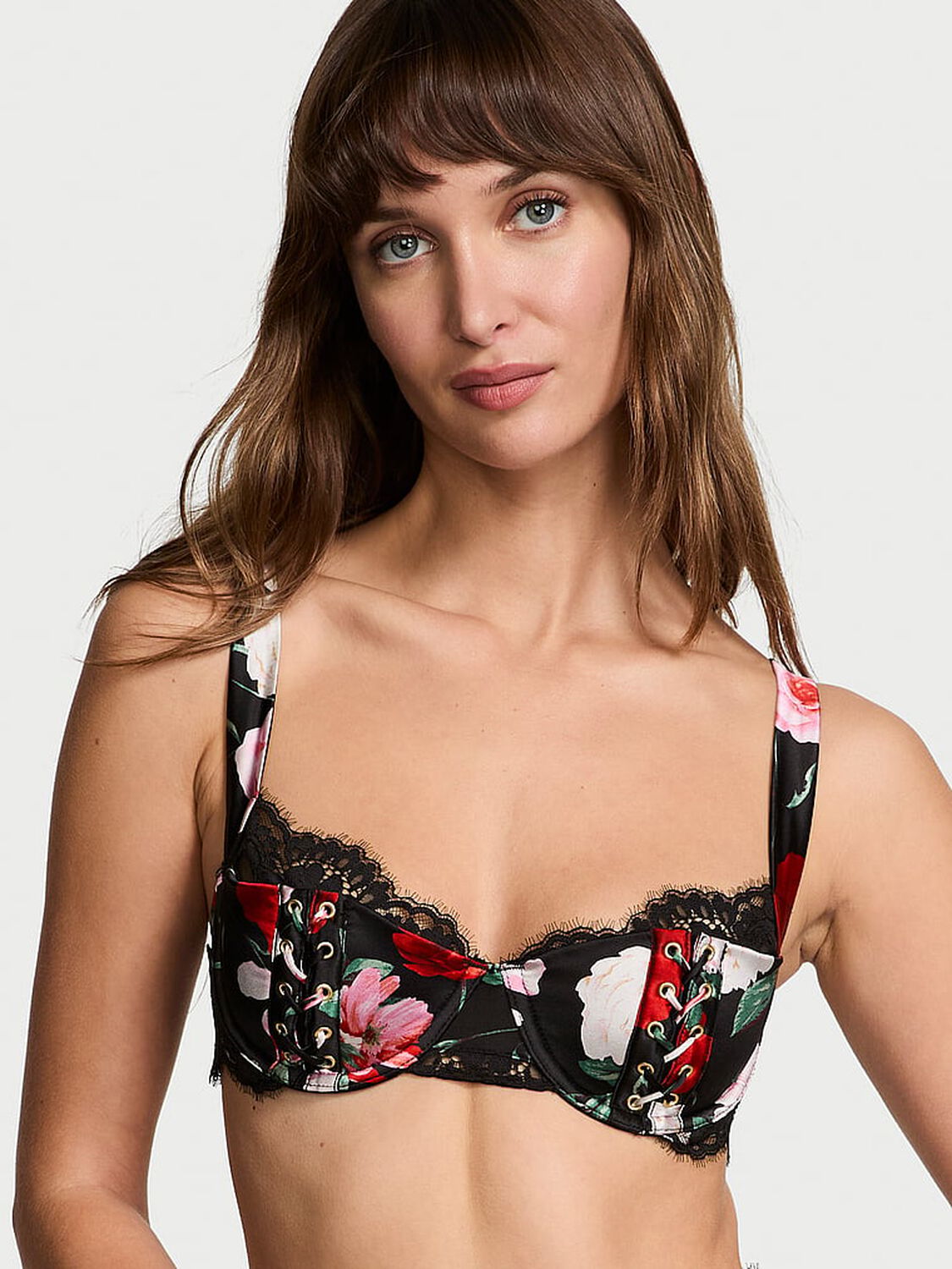 vs Very Sexy Atelier Victoria's Secret Satin Lace Trim Lightly Lined Balconette Bra 1 of 5 