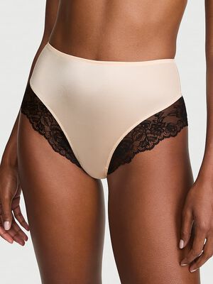 Smooth Lace-Trim High-Waist Brief Panty