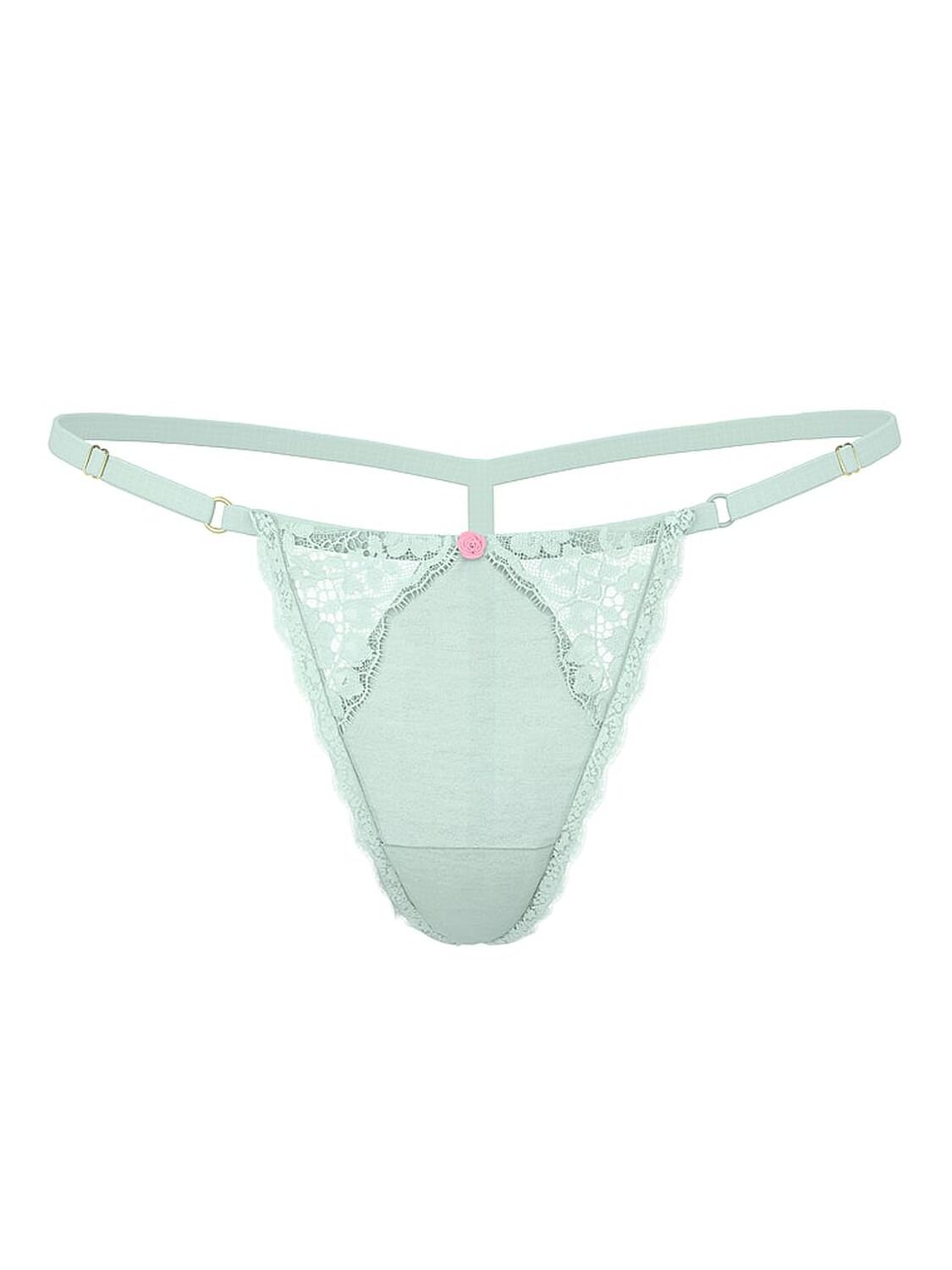 vs Dream Angels Lace-Trim Adjustable V-String Panty Mint Green 3 of 4 