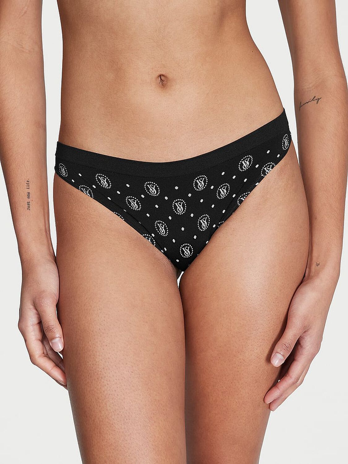 vs Seamless Seamless Thong Panty Black Logo Dots 1 of 3 