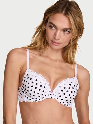 Perfect Shape Cotton Lace-Trim Push-Up Bra