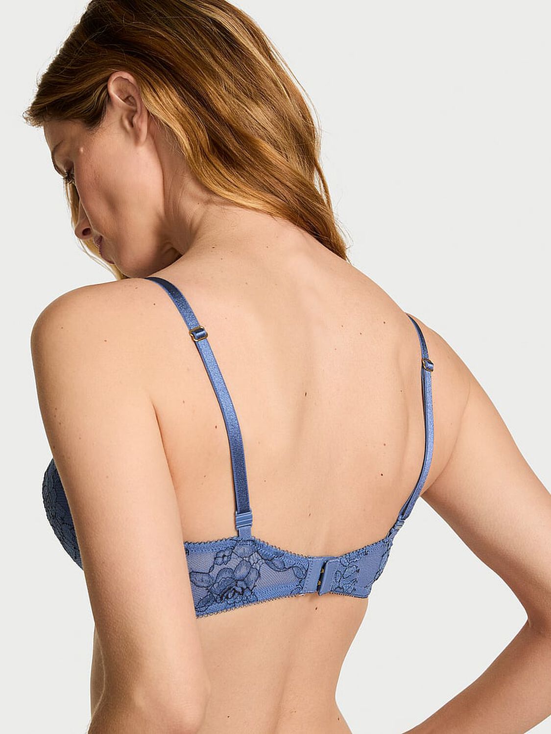 vs Very Sexy Bombshell Add-2-Cups Denim Rose Lace Push-Up Bra Denim Blue 2 of 3 