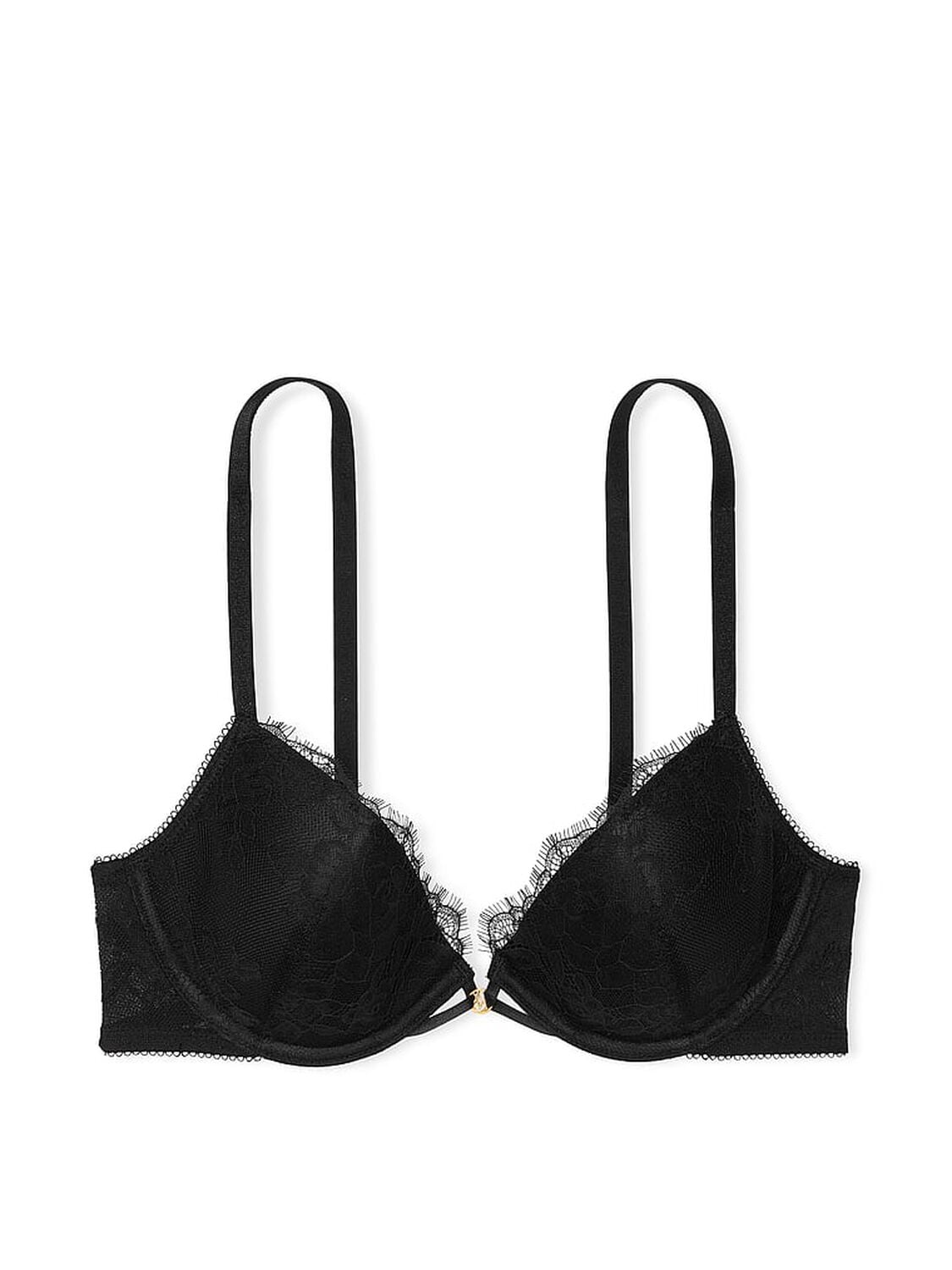 vs Very Sexy Rose Lace Lightly Lined Low-Cut Demi Bra Black 3 of 4 