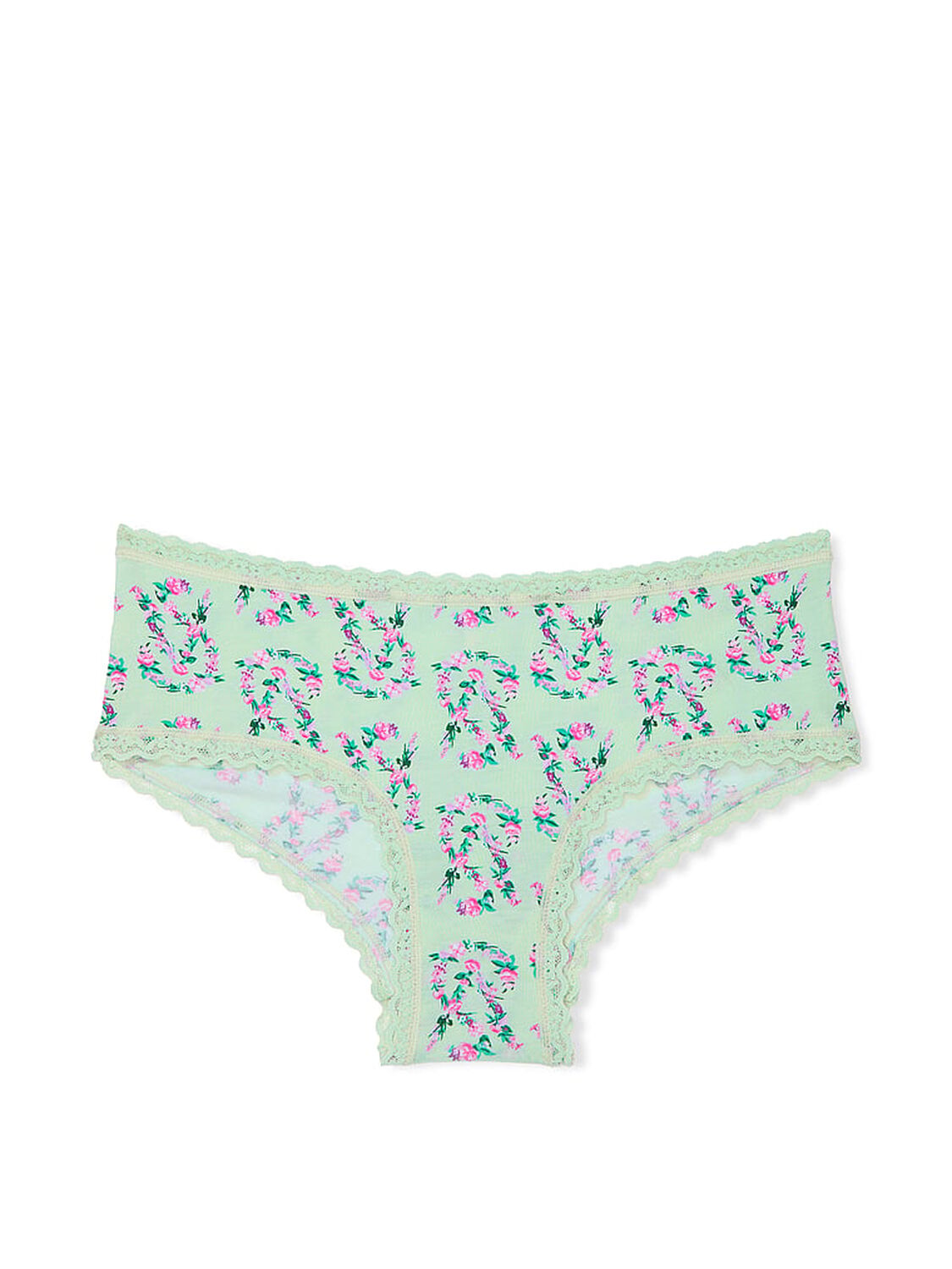 vs The Lacie Cotton Lace-Waist Cheeky Panty Pretty Mint Floral Logo 3 of 3 