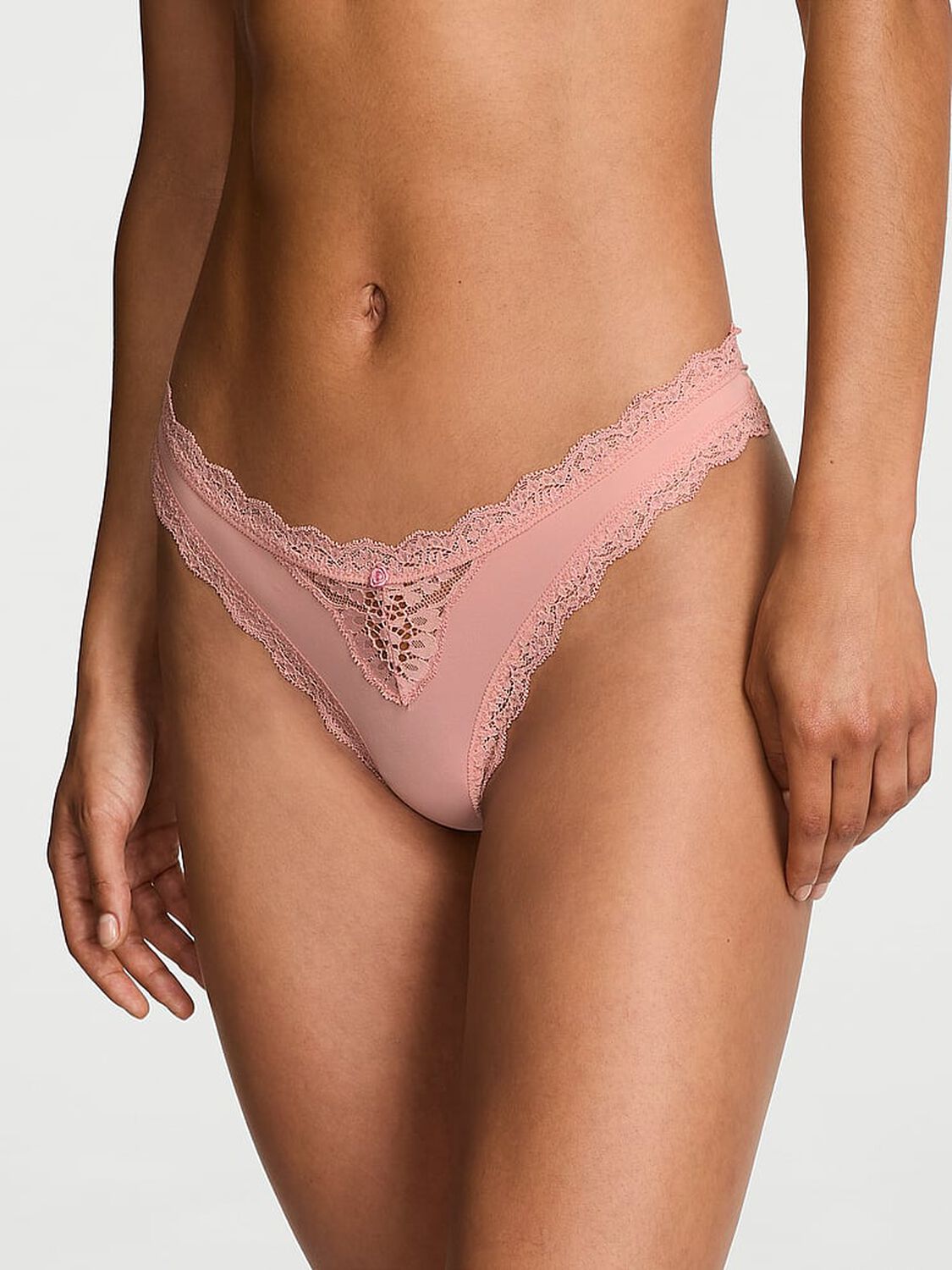 vs Dream Angels Lace-Trim Thong Panty Royal Pink 1 of 1 