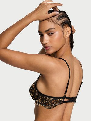 Leopard Embroidery Unlined Low-Cut Demi Bra