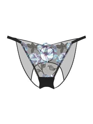 Electric Orchid Embroidery Open-Back String Bikini Panty