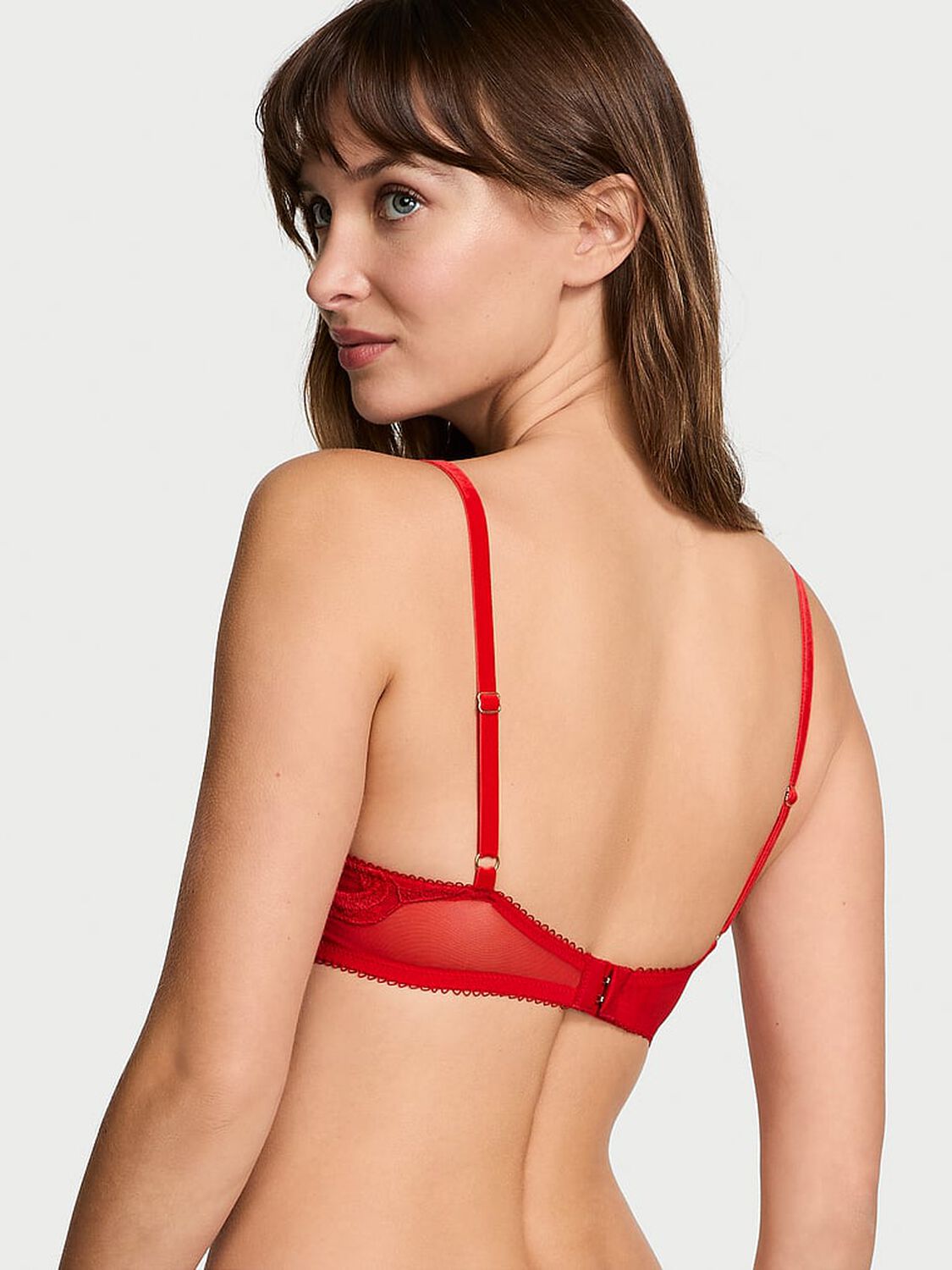 vs Dream Angels Wicked Tied-with-a-Bow Embroidery Unlined Balconette Bra Bright Vermillion 2 of 4 