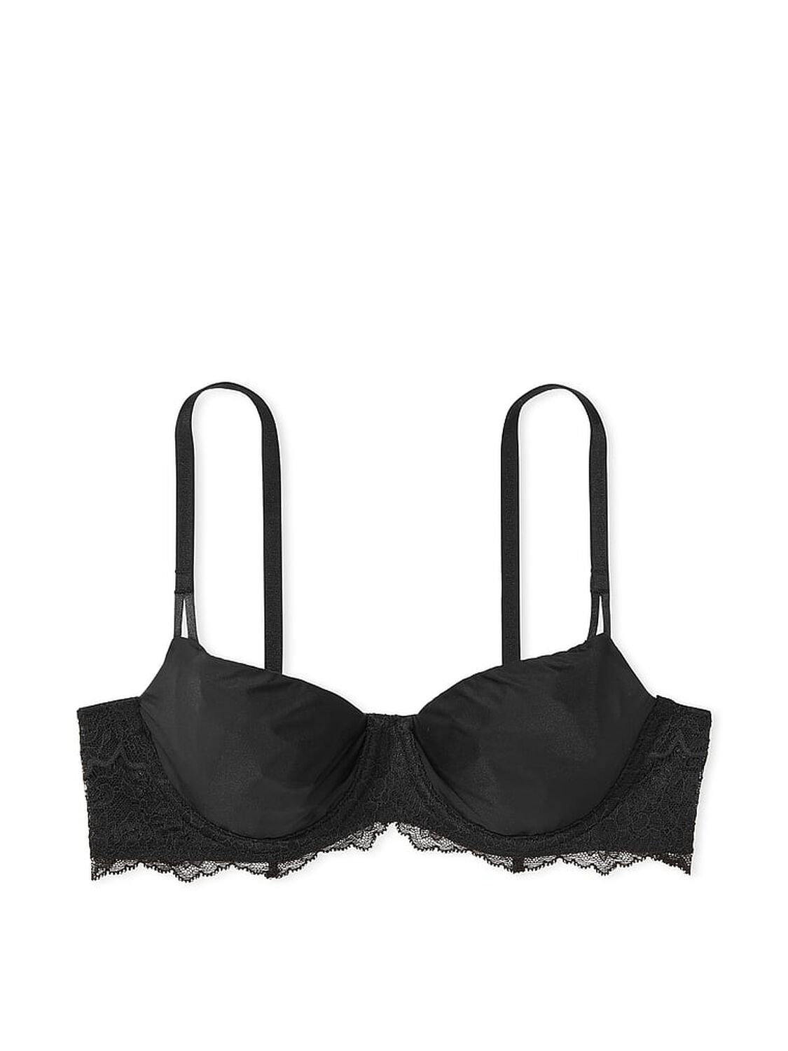 vs Dream Angels Wicked Unlined Smooth & Lace Balconette Bra Black 3 of 4 