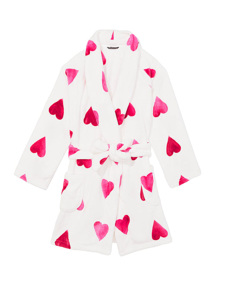 即納Victoria's secret Short Cozy Robe26377737BK/Hart Victoria's Secret Short Cozy Robe, Fleece Fabric, Unlined