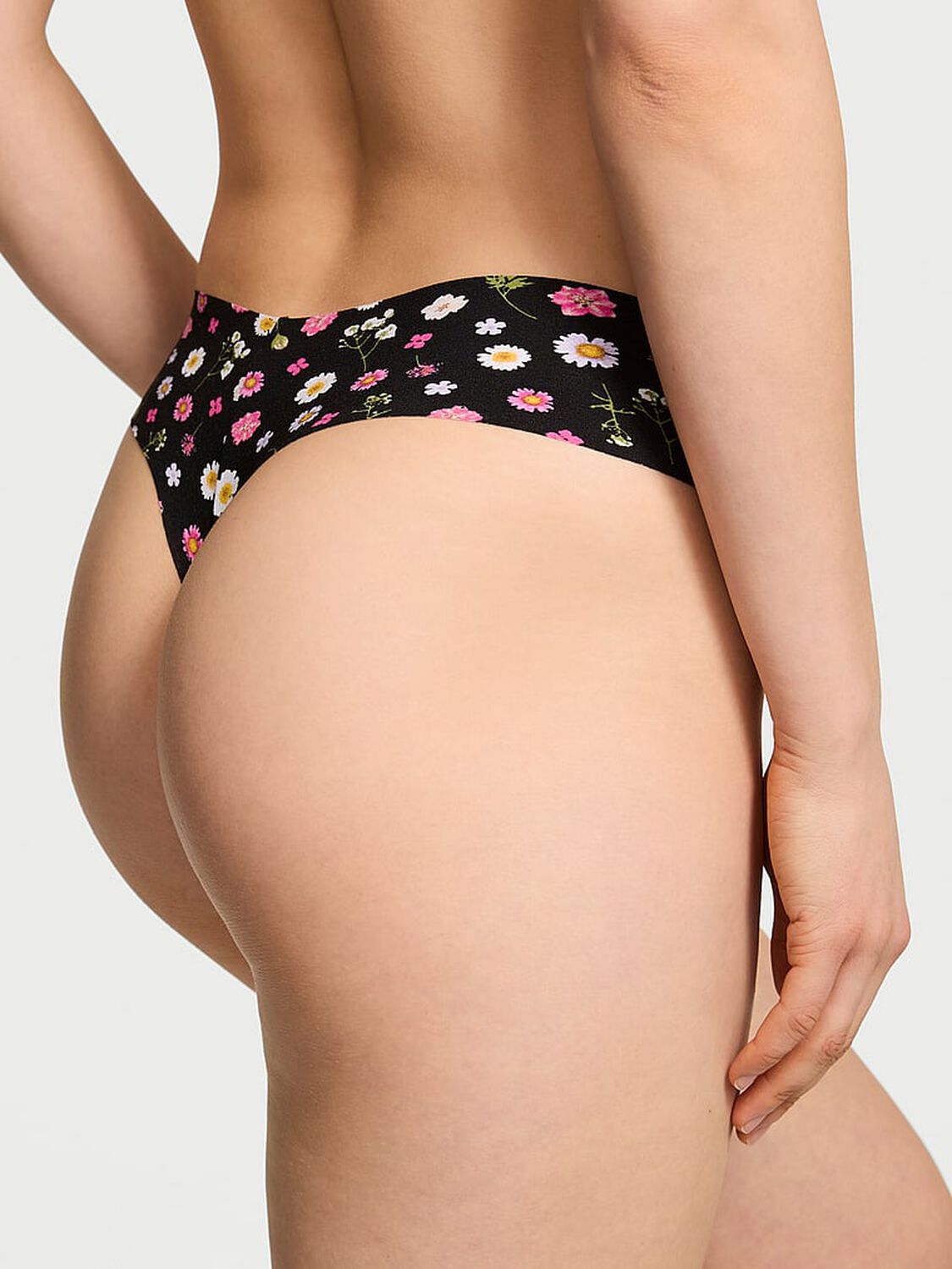 vs No-Show No-Show Thong Panty Black Pressed Floral 2 of 3 