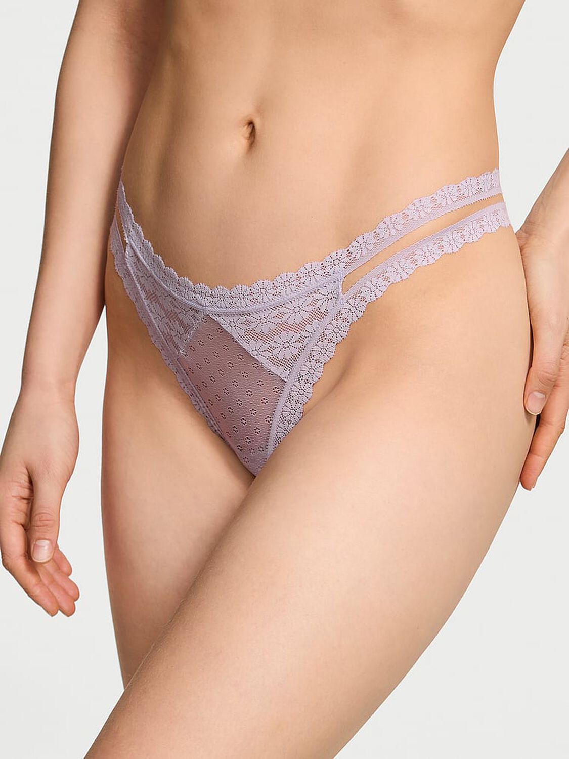 vs The Lacie Daisy Lace Thong Panty Feather Lilac 1 of 3 