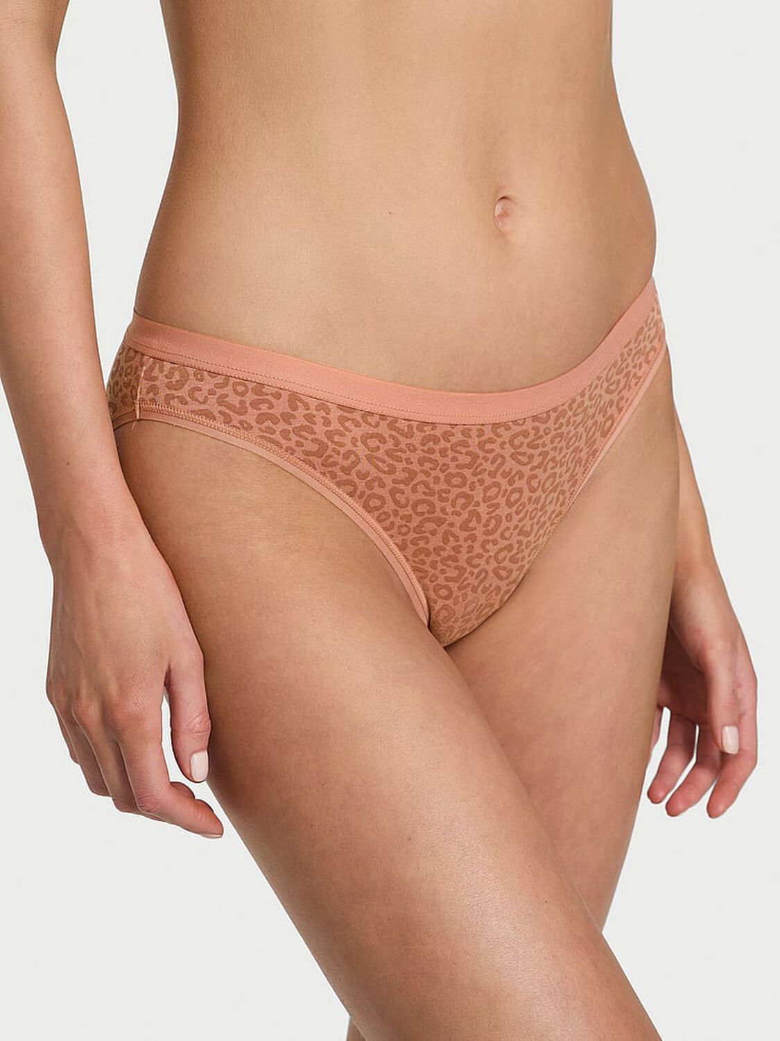 vs Victoria's Secret Body by Victoria Stretch Cotton Bikini Panty Desert Blush Leopard 1 of 3 