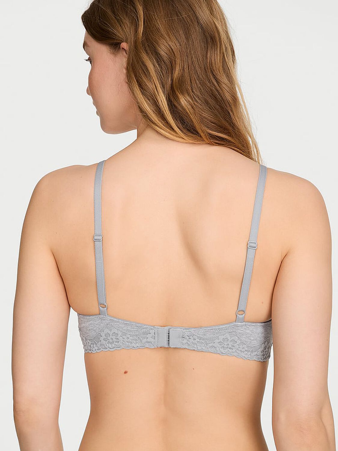 vs The T-Shirt Cotton Lace-Trim Lightly Lined Wireless Bra Medium Heather Grey 2 of 4 
