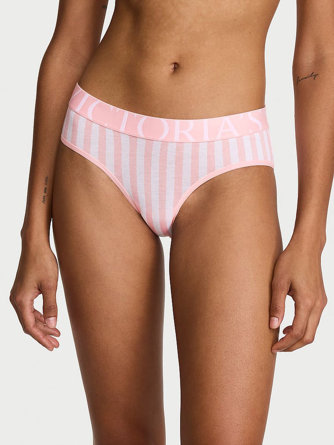 vs Cotton Exploded Logo Cotton Hiphugger Panty Pretty Blossom Stripes 1 of 3 