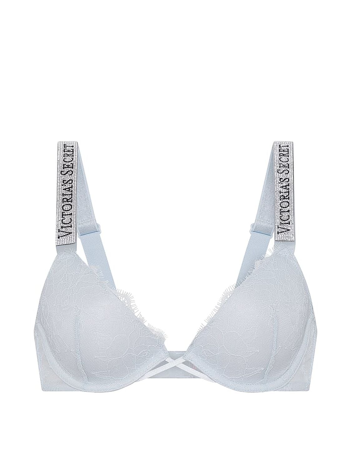vs Very Sexy Shine Strap Rose Lace Lightly Lined Low-Cut Demi Bra Linen Blue 3 of 3 
