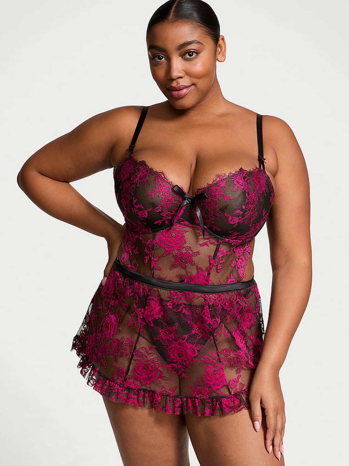 vs Very Sexy Wicked Unlined Rose Lace Apron Set 1 of 4 